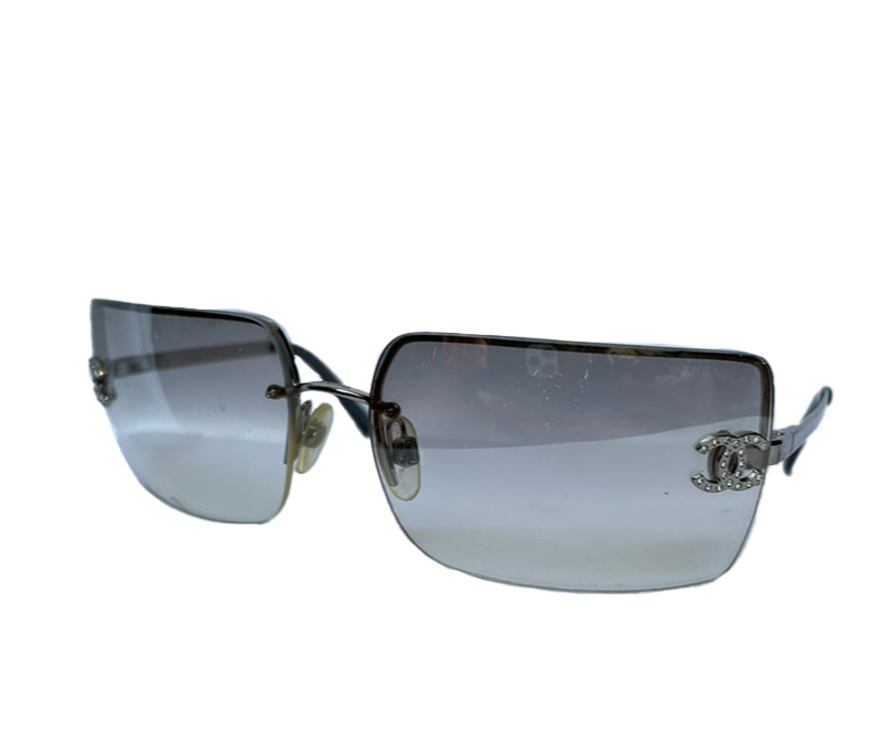Chanel Clear Rimless Sunglasses with Crystal CC's