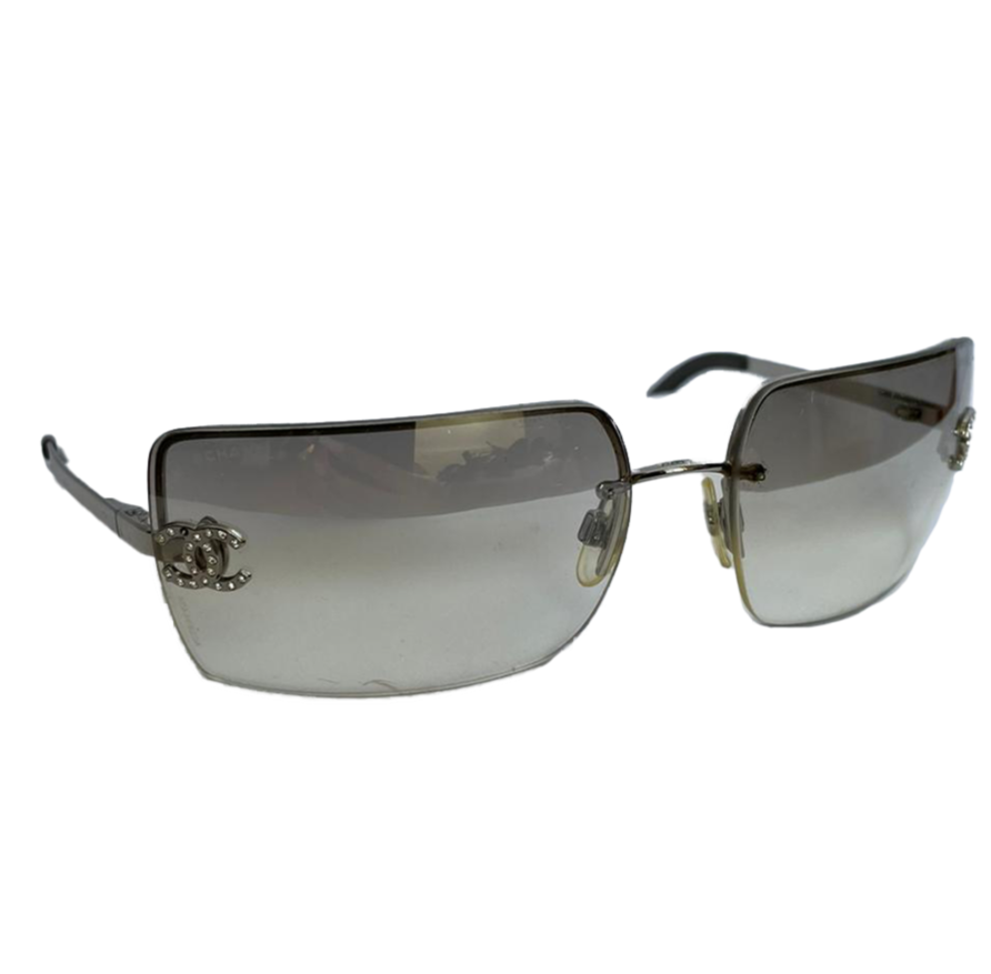 Chanel Clear Rimless Sunglasses with Crystal CC's